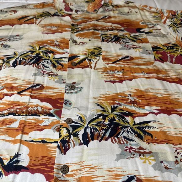 Tommy Bahama Shirt Mens 2XL Multicolor Silk Button Up Hawaiian Surfers Ukuleles - Picture 2 of 11